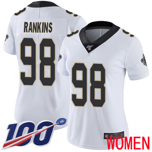 New Orleans Saints Limited White Women Sheldon Rankins Road Jersey NFL Football #98 100th Season Vapor Untouchable Jersey